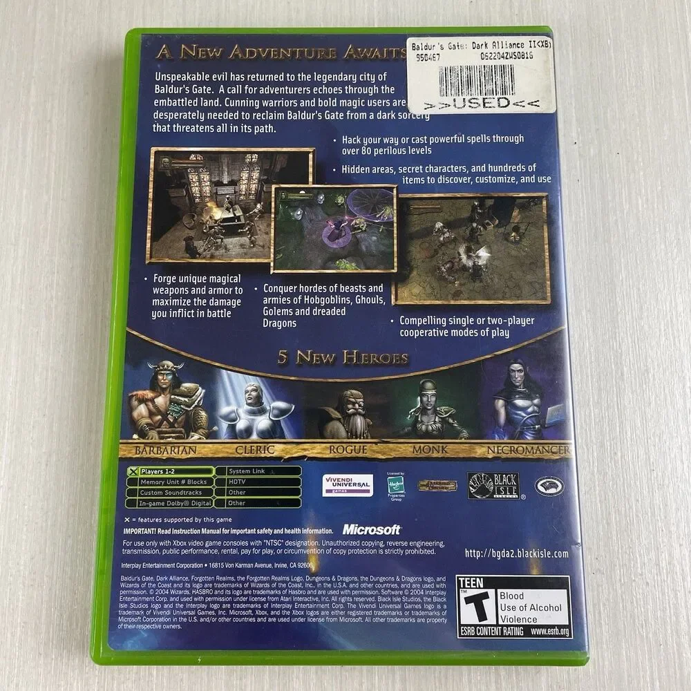 Baldur's Gate: Dark Alliance II (Microsoft Xbox, 2004) Tested